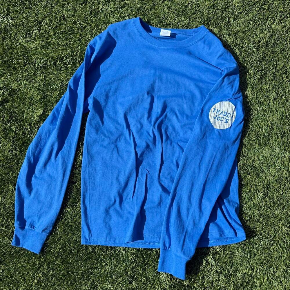Trader Joe's Long sleeve Shirt Blue Retro Vintage Size L